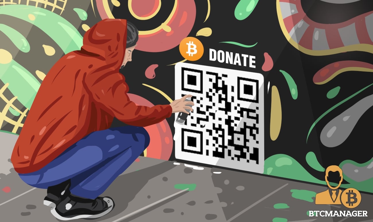 Street Artist Makes 0.11 BTC By Incorporating Bitcoin QR Code in