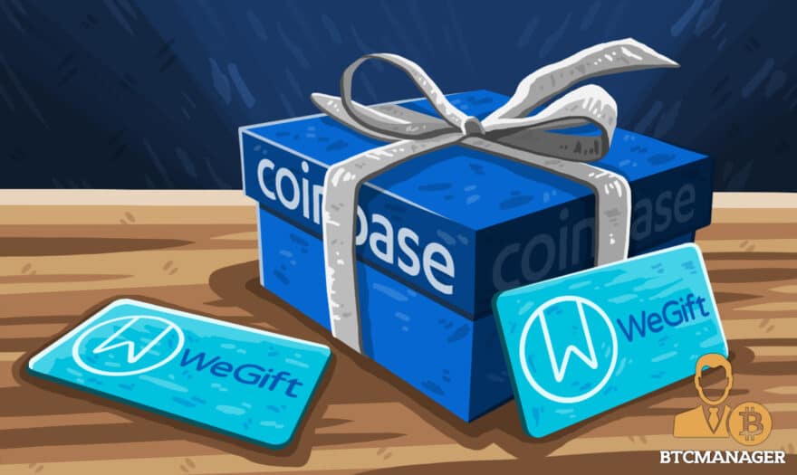 Cryptocurrency Exchange Coinbase Partners with Digital Gift Card Platform WeGift