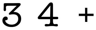 An Image of the Numbers "3," "4," and the symbol "+"