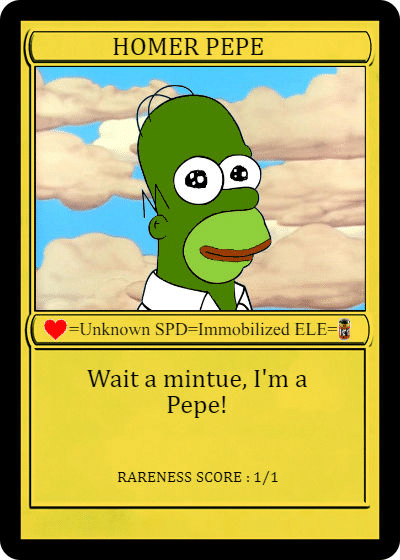 Homer Simpson Colored like a Frog and Playing Card