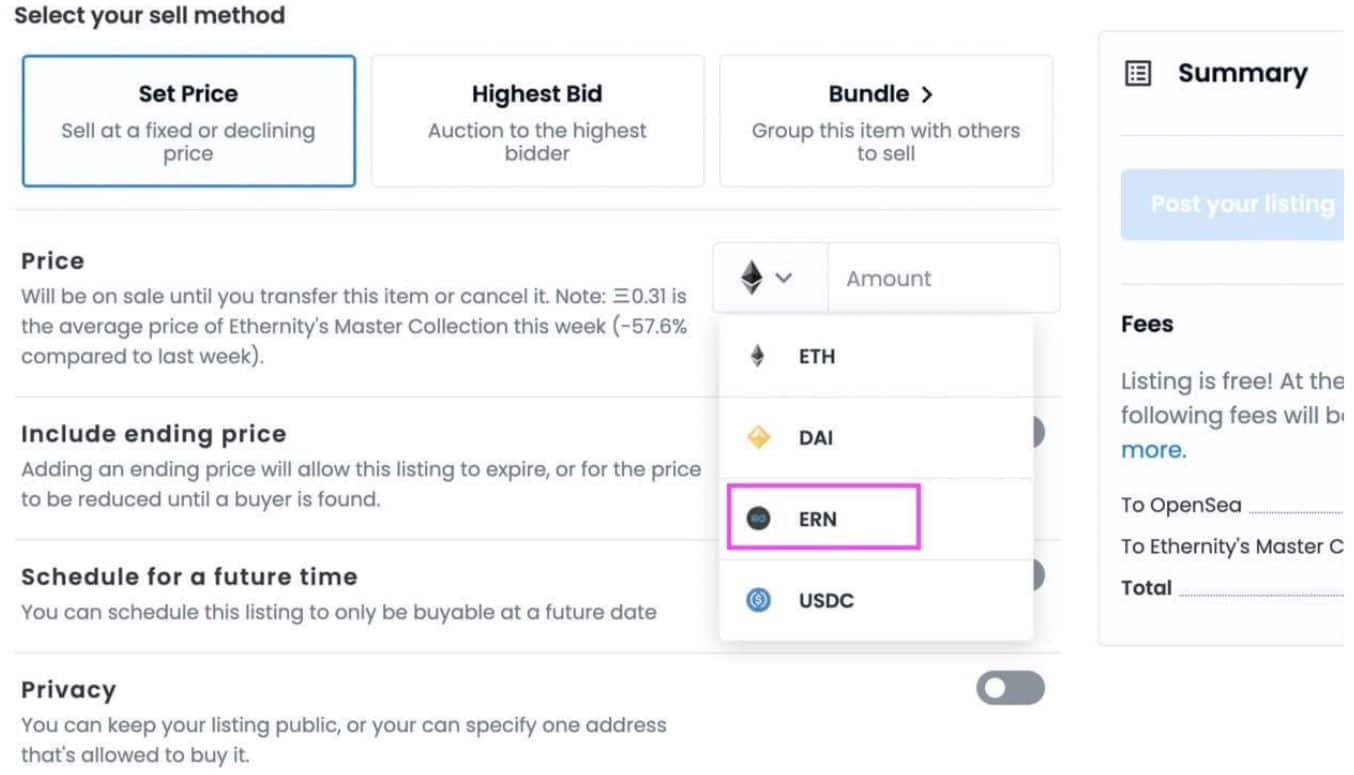 Here's How to Use Ethernity Chain's ERN Token on OpenSea - 1