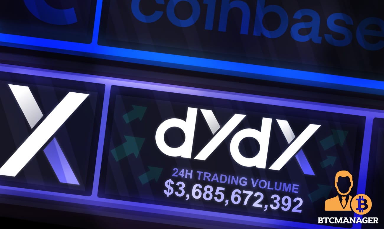 Crypto Derivatives Exchange dYdX Trading Volume Overtakes that of Coinbase Spot Markets