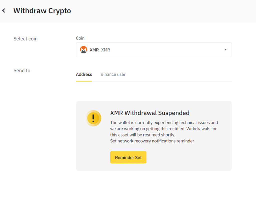 Binance partially rejects Monero withdrawals, users claim - 1