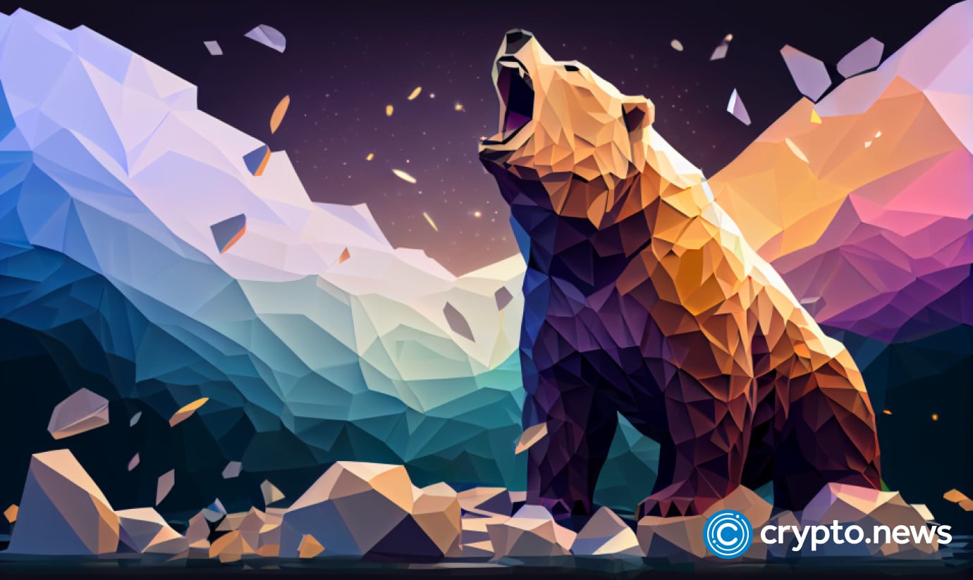 crypto news aggressive brown bear front view portrait cartoon cosmos low poly