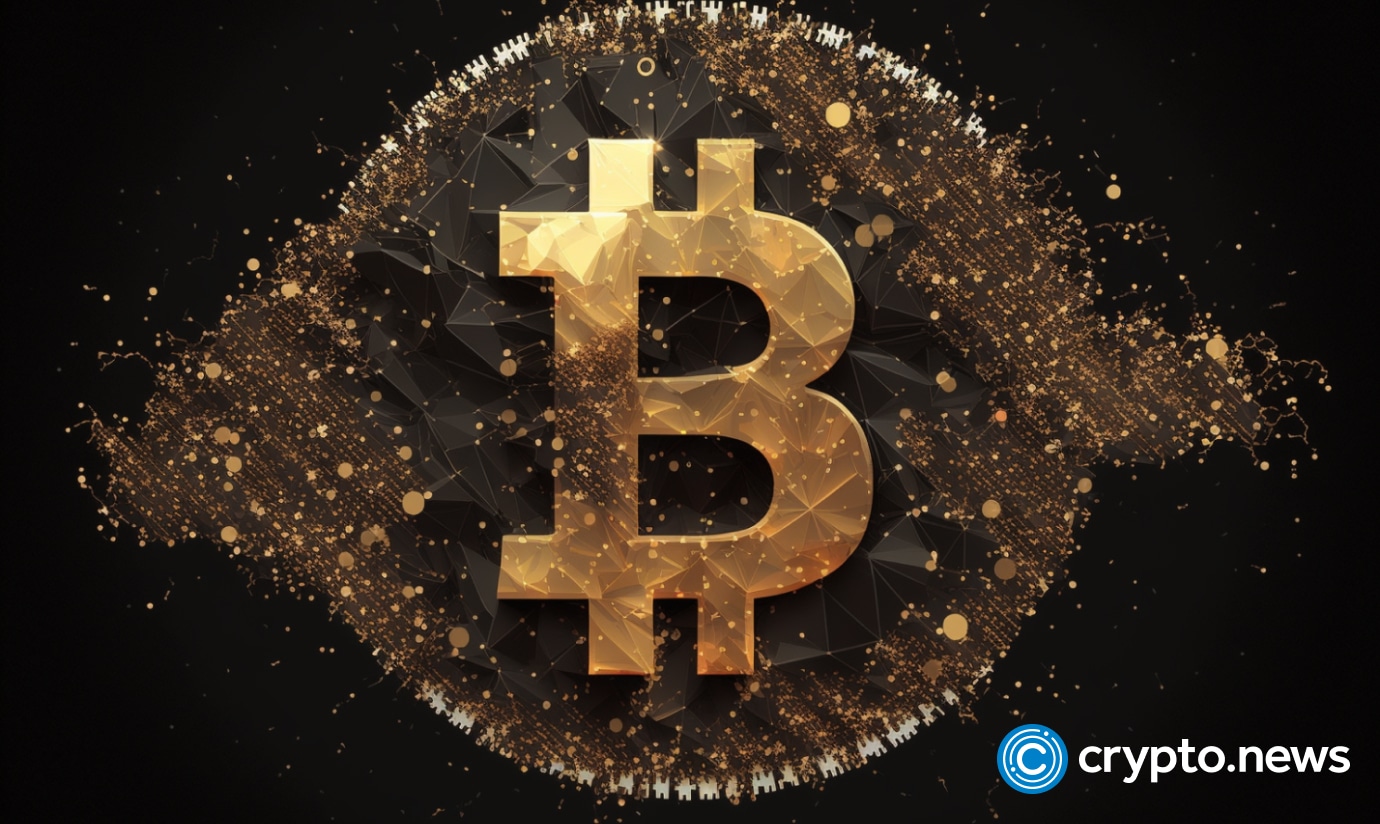 crypto news bitcoin sign stardust background low poly