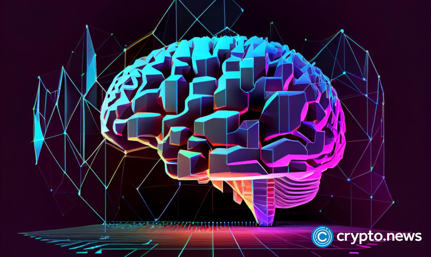 crypto news hologram brain trading chart background bright tones low poly styl
