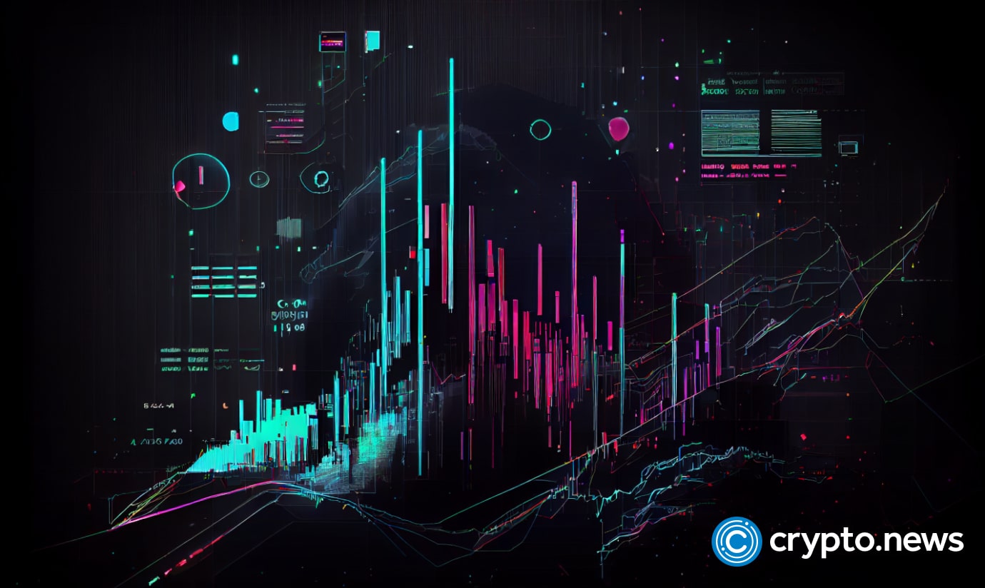 crypto news the trading chart is going down dark neon color galaxy on the background cyberpunk