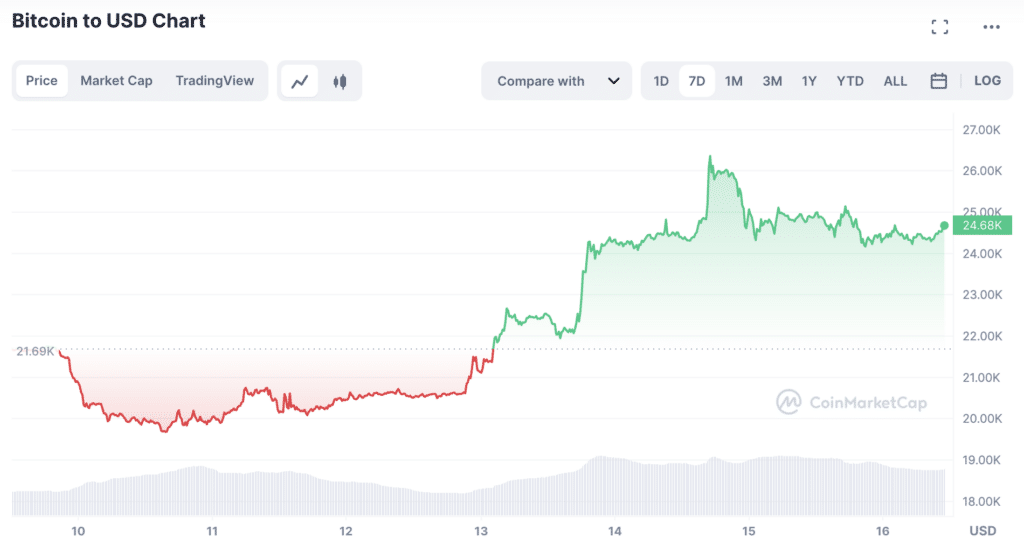 Bitcoin price chart | Source: Coinmarketcap
