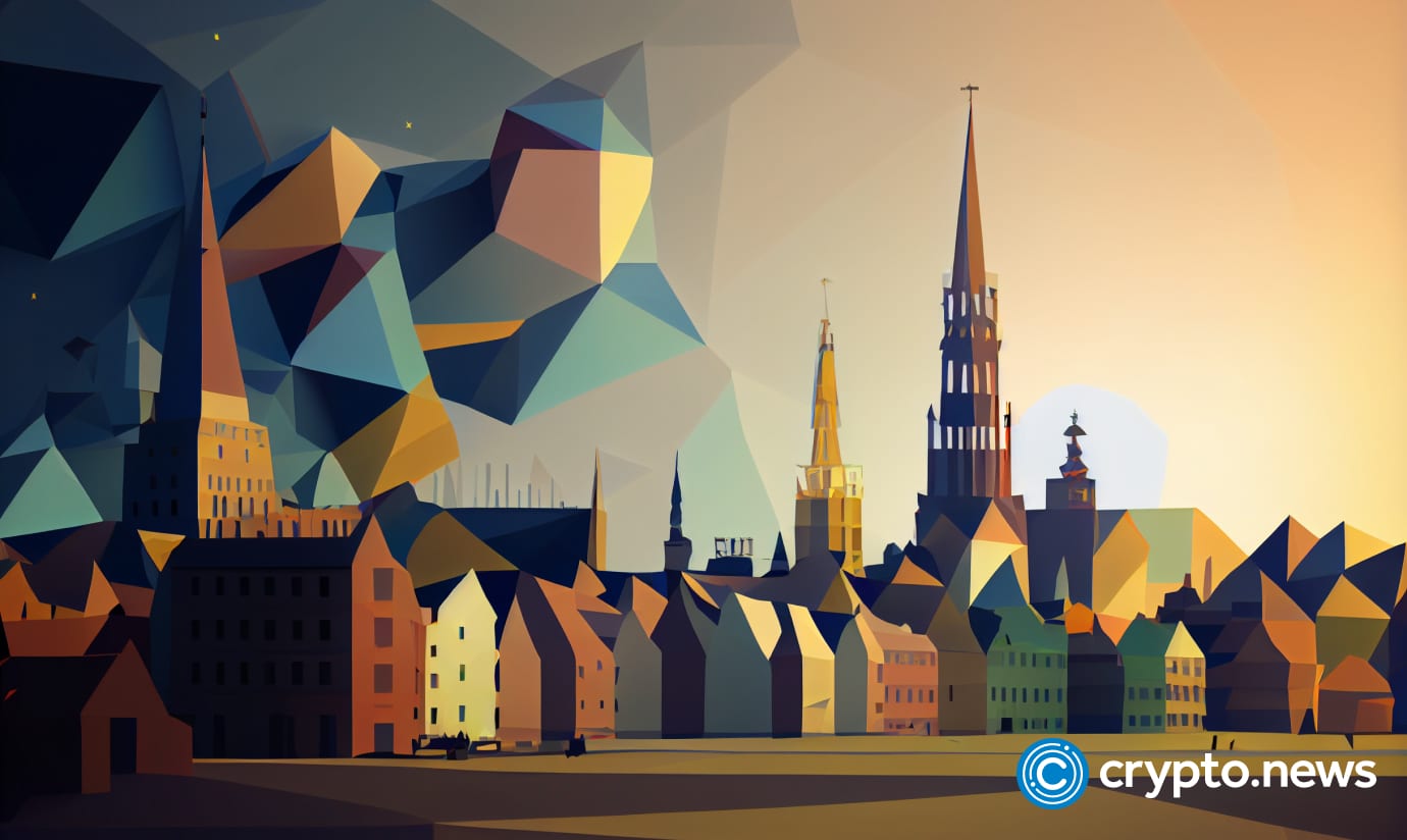 crypto news Europe general view city background bright light low poly style