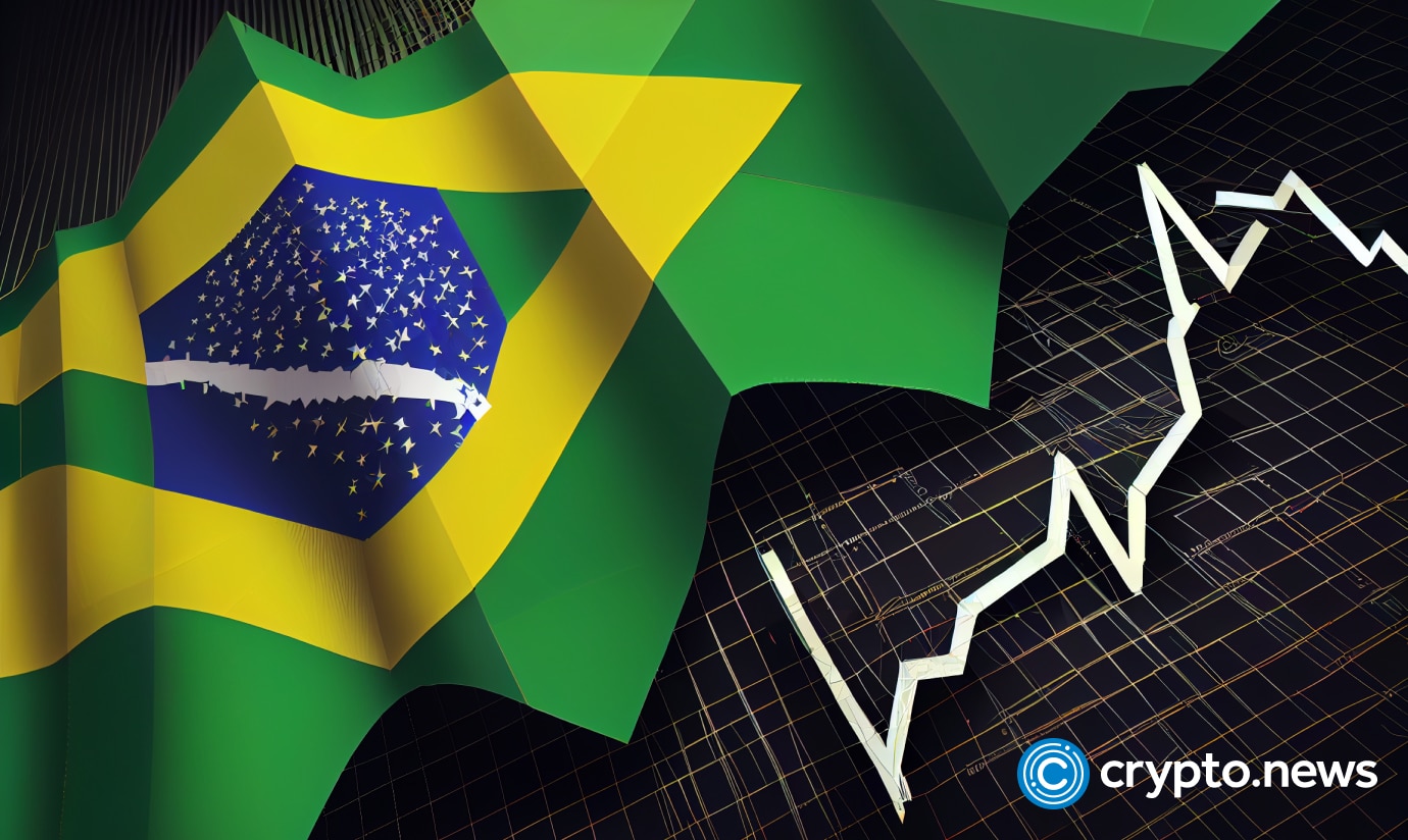 crypto news the trading chart brazilian flag background low poly style