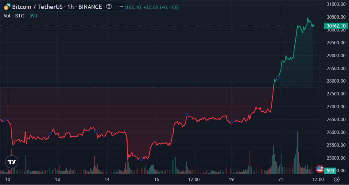 Bitcoin breaks the $30k mark as whales move in - 1