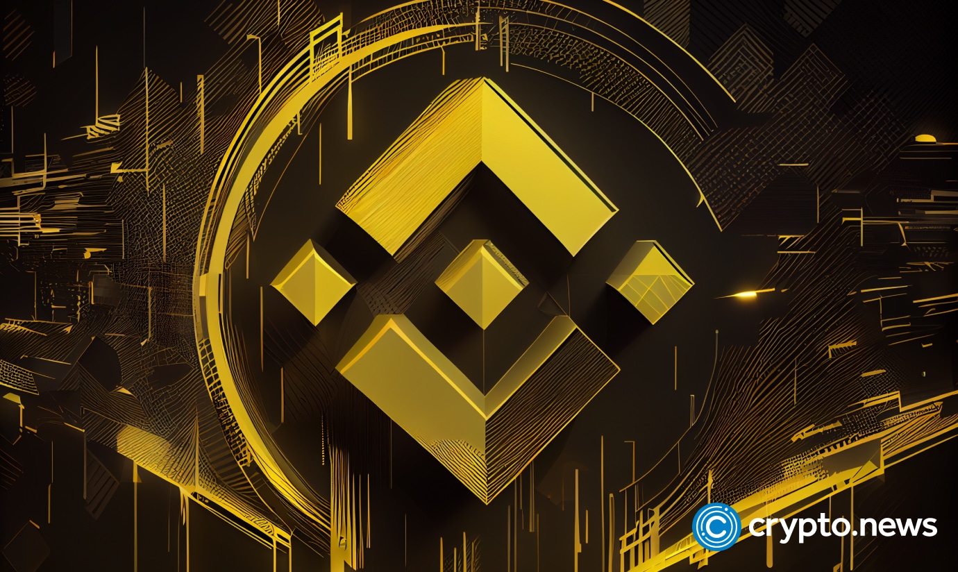 crypto news binance logo blurry yellow and black background high poly styl
