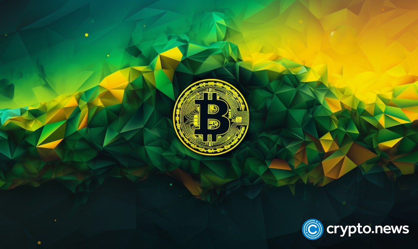 crypto news Bitcoin Brazil flag background low poly style v5.2