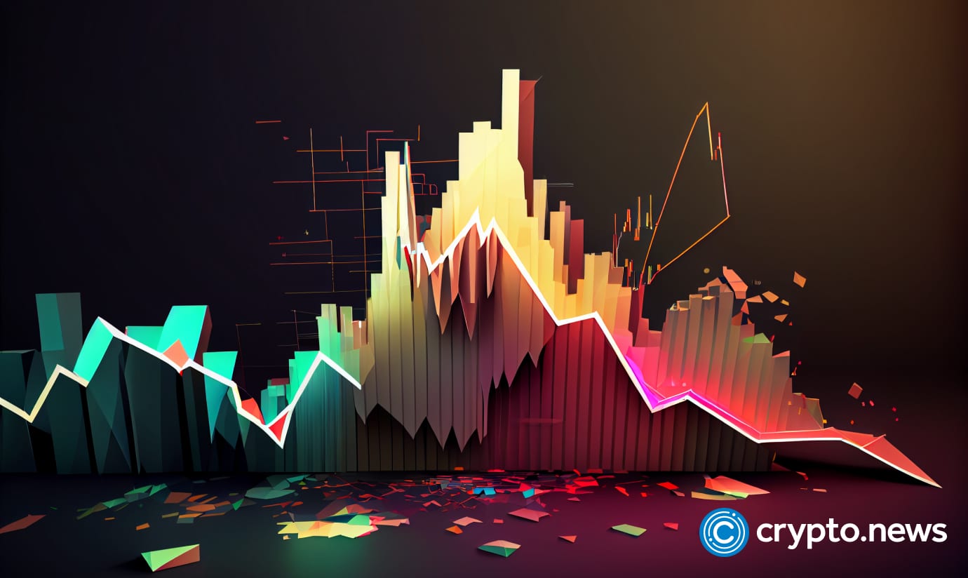 crypto news trading chart is going down blurry background low poly styl v4
