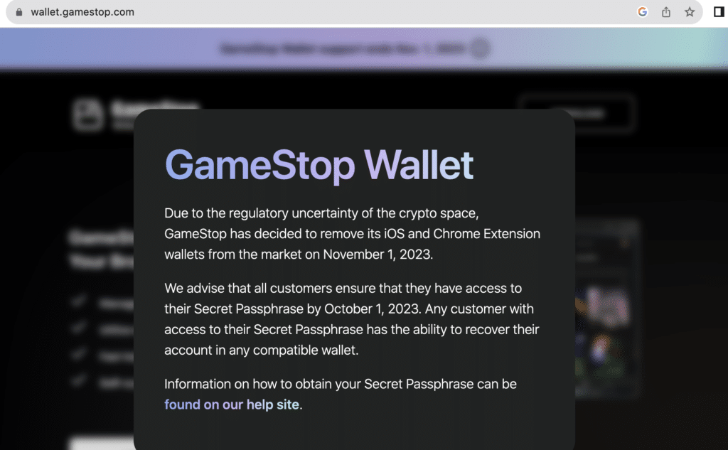 GameStop to withdraw crypto wallets amid 'regulatory uncertainty' - 1