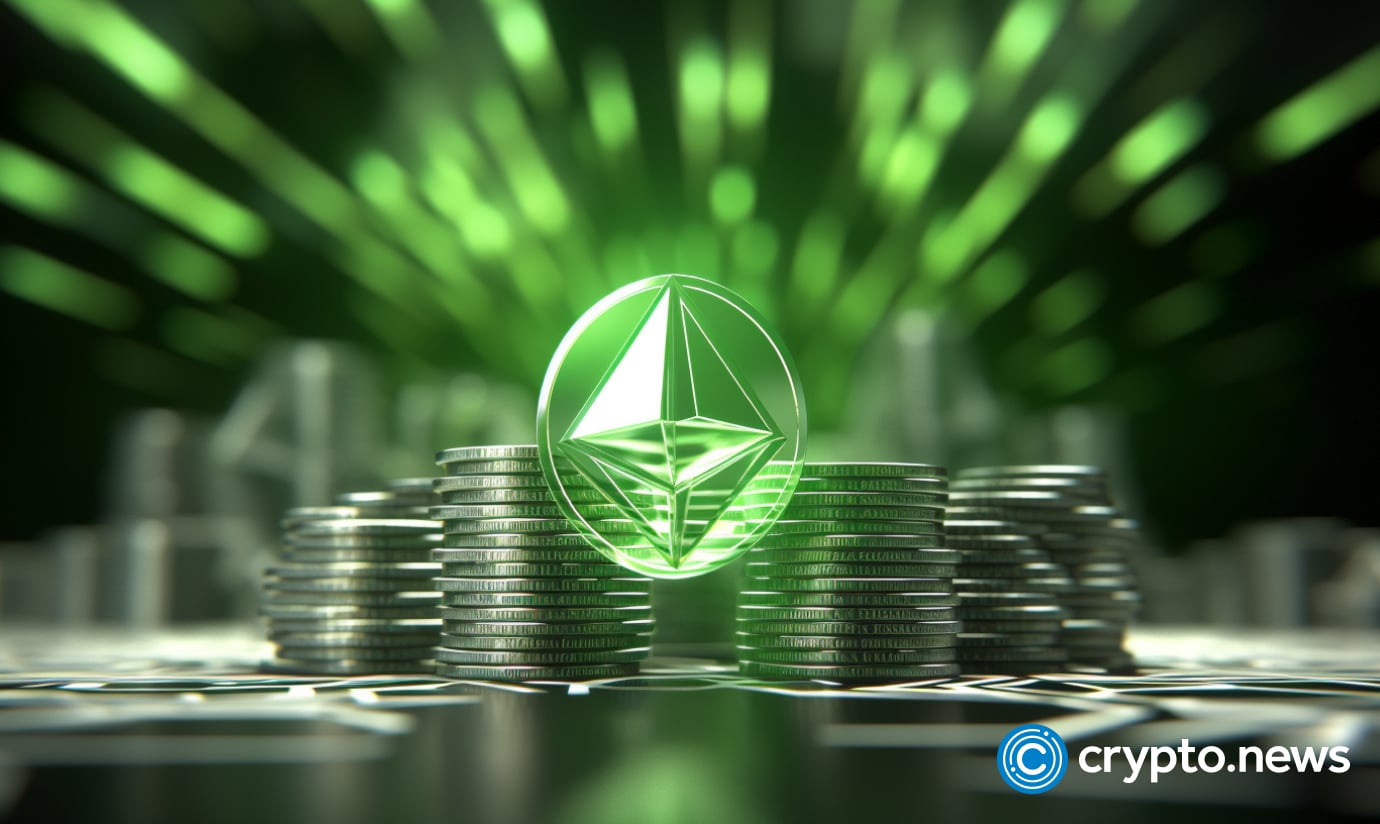 crypto news Ethereum logo light green and white and black blurry backgroun v5.2
