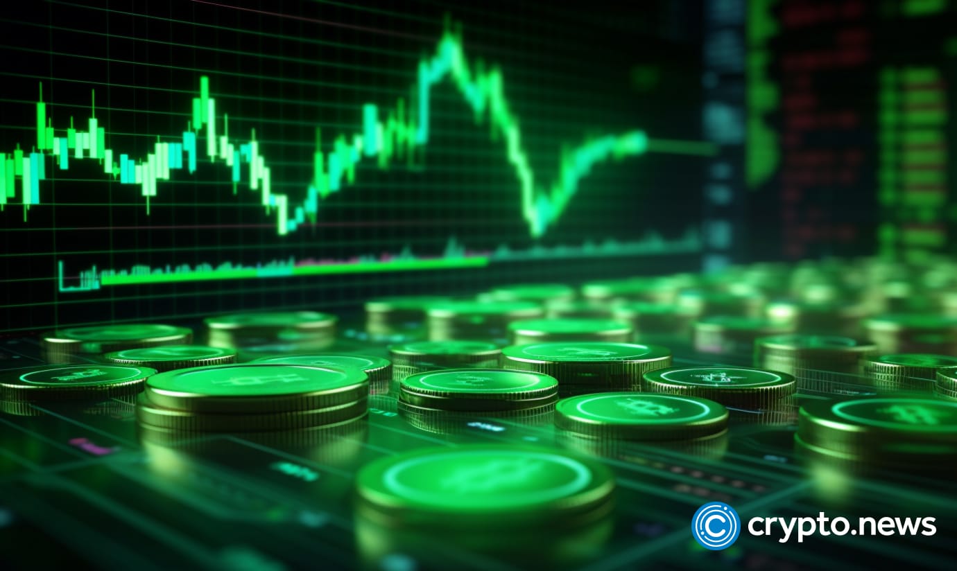 crypto news coin blurry internet and blockchain and trading chart background green and light neon light v 5.1 1