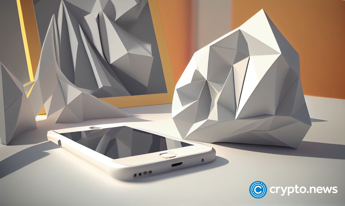 crypto news iphone on work place large white office background side view low poly