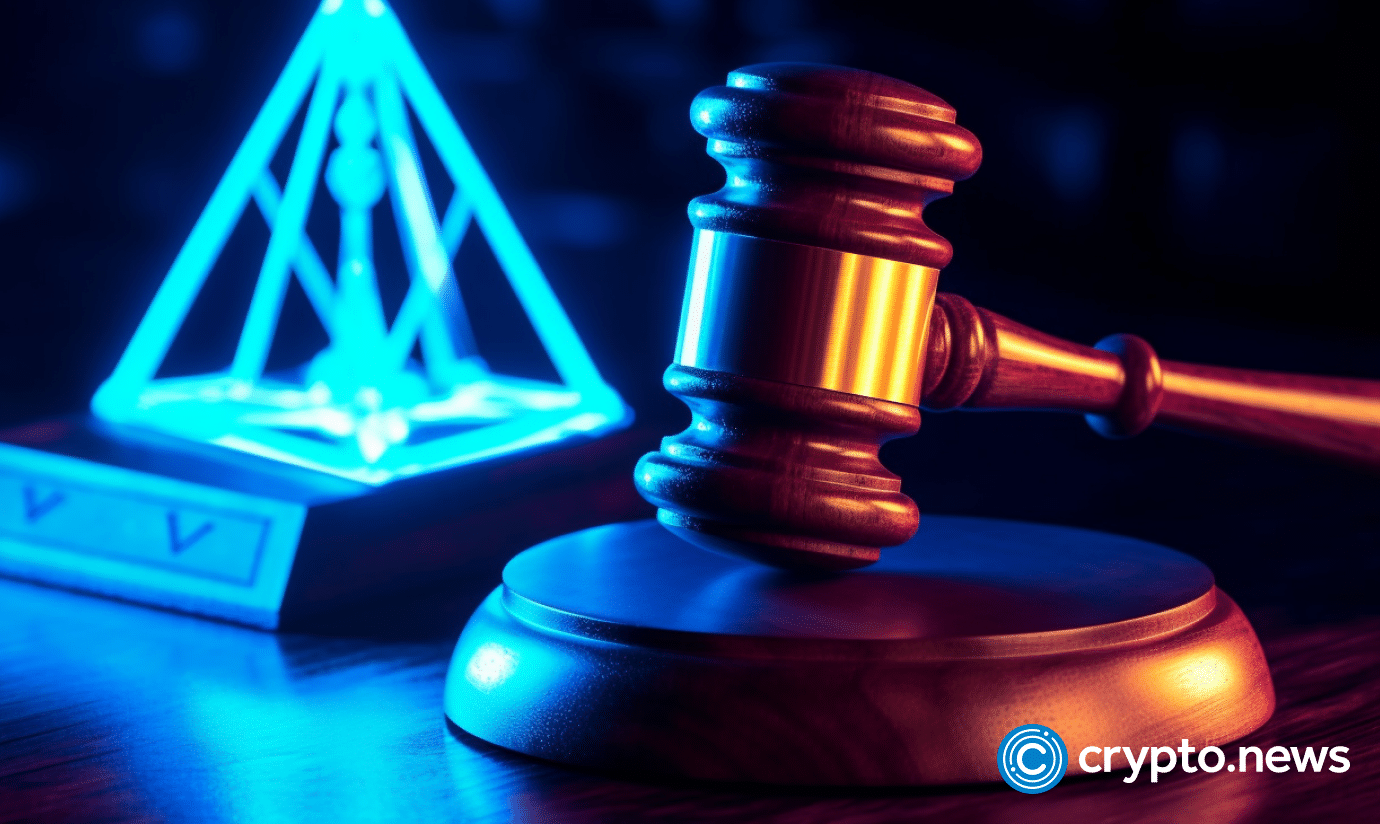 crypto news the judges gavel on the table and Ethereum sign using blockchain and artificial intelligence white and blue neon colors v5.1