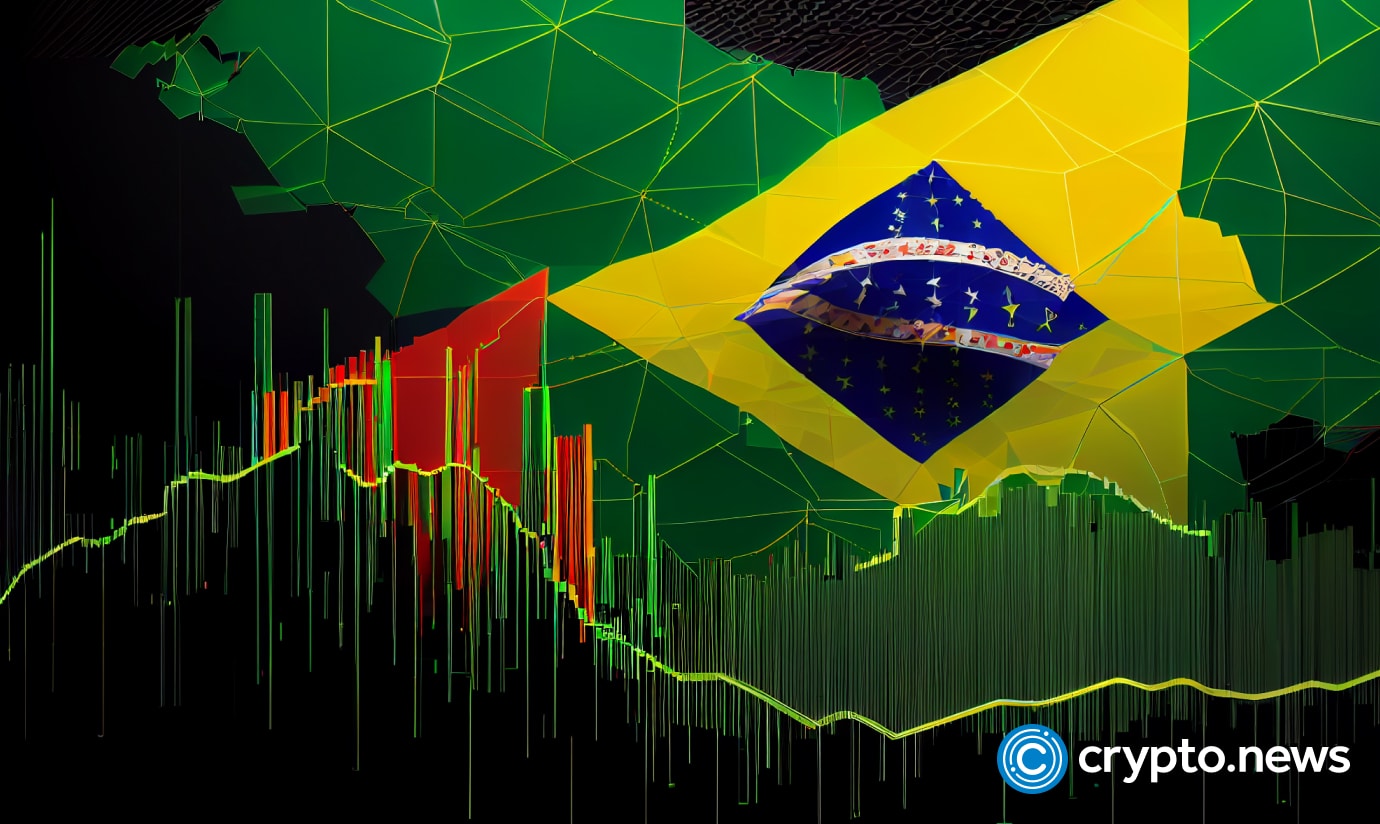 crypto news the trading chart brazilian flag background low poly styl