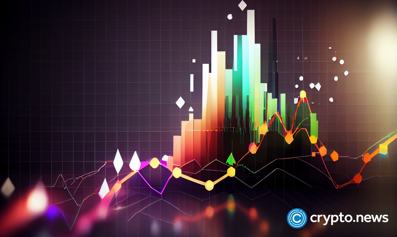 crypto news the trading chart down blurry background low poly styl