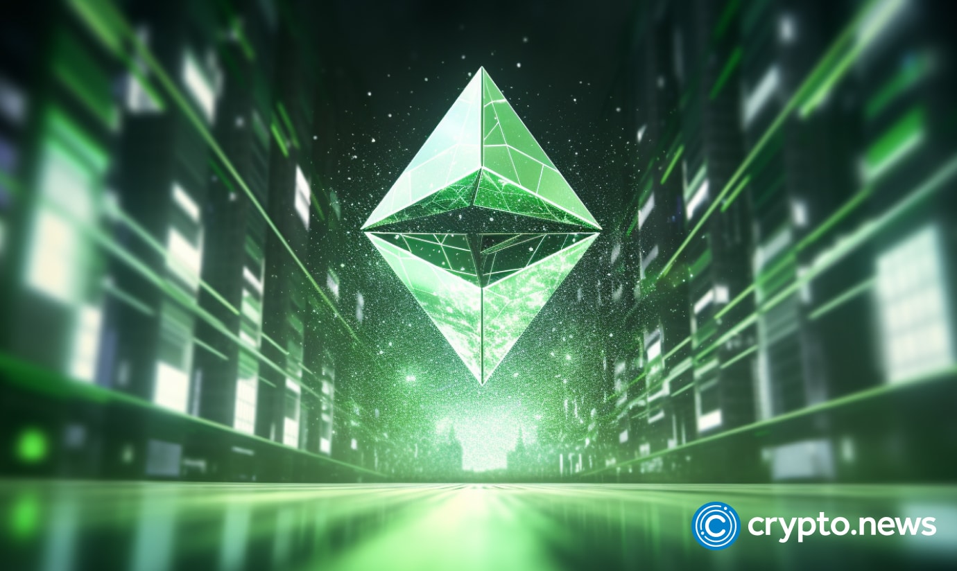 crypto news Ethereum logo light green and white and black blurry background v5.2