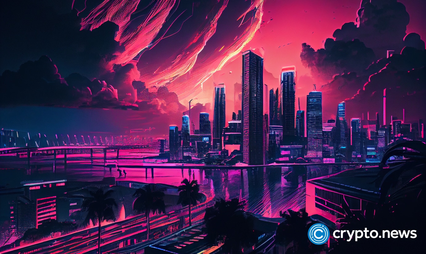 crypto news Singapore general view town background bright neon color cyberpu