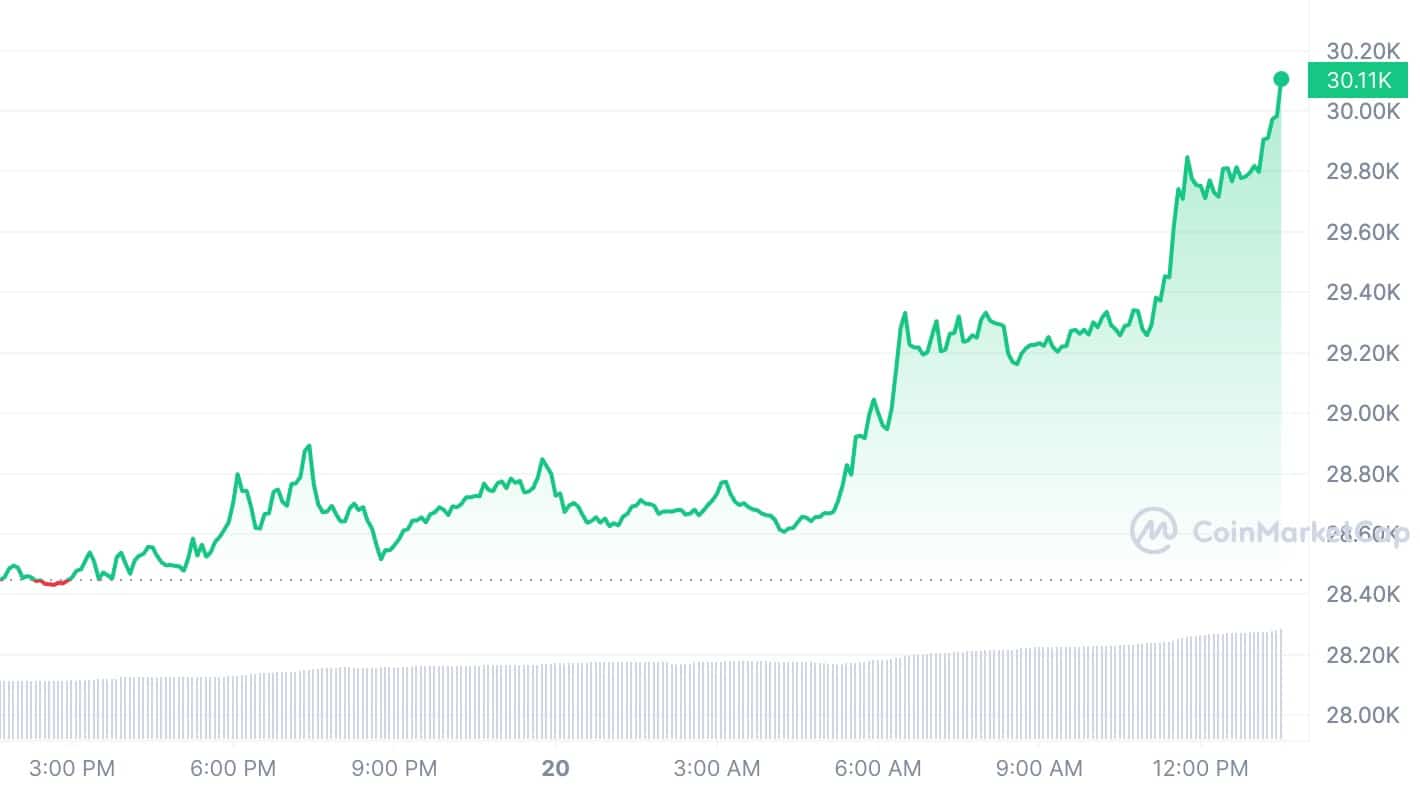 Bitcoin price breaks above $30,000 mark - 1