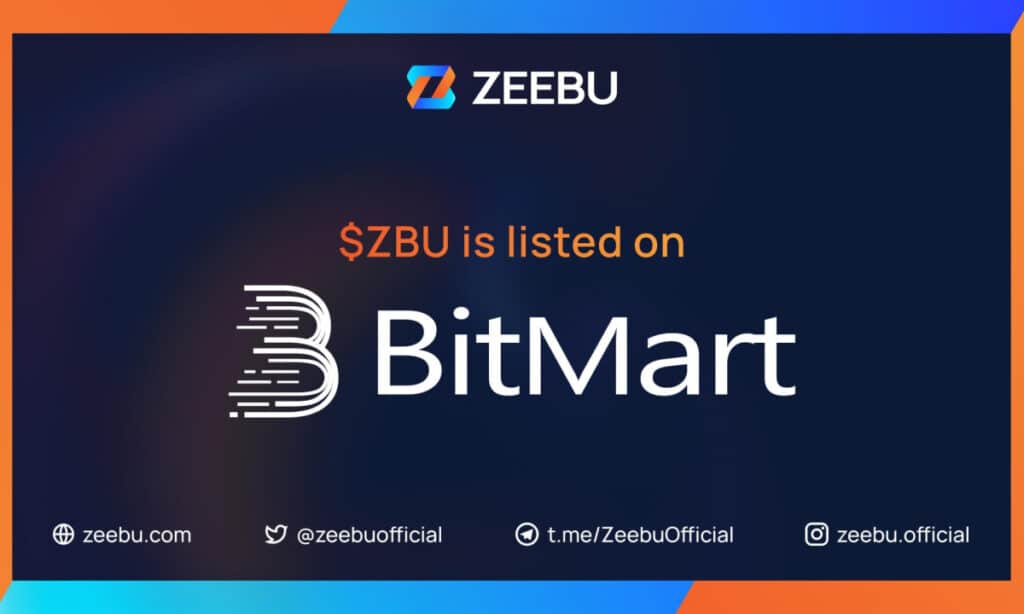 Zeebu token lists on BitMart exchange - 1