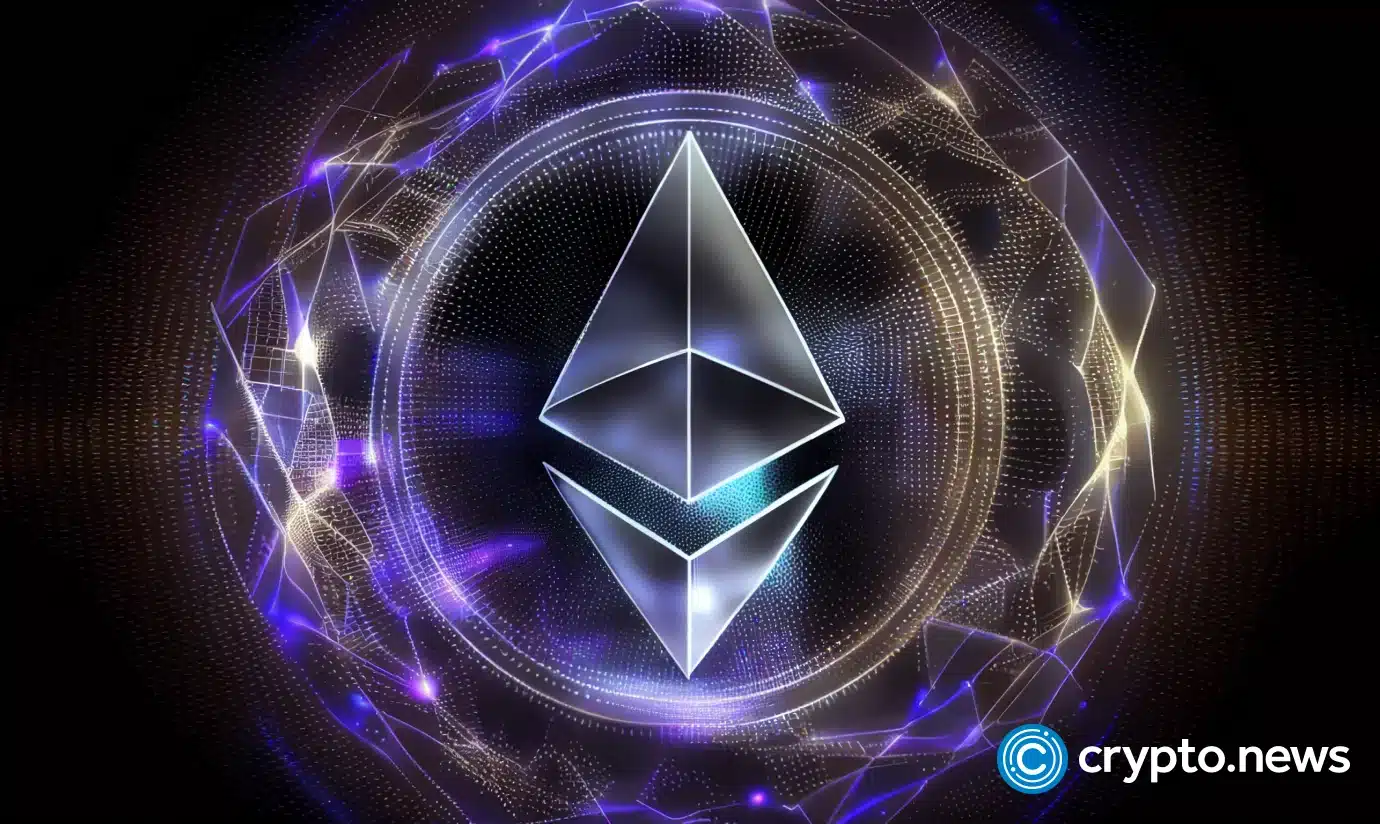 crypto news Ethereum logo hologram blockchain system background01