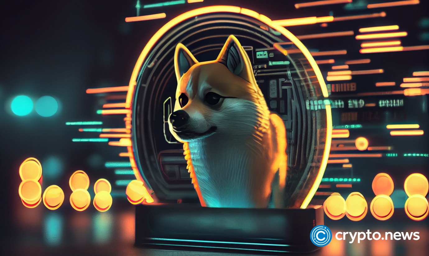 crypto news dogecoin cryptocoins blurry neon background cyberpunk st