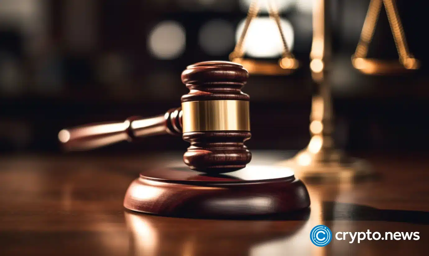 crypto news the judges gavel on the table blurry court hearings background dark tones v5.1