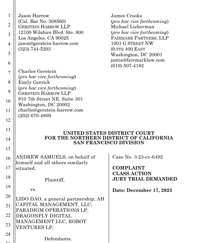 Investor files lawsuit against Lido DAO, claims unfair token control - 1