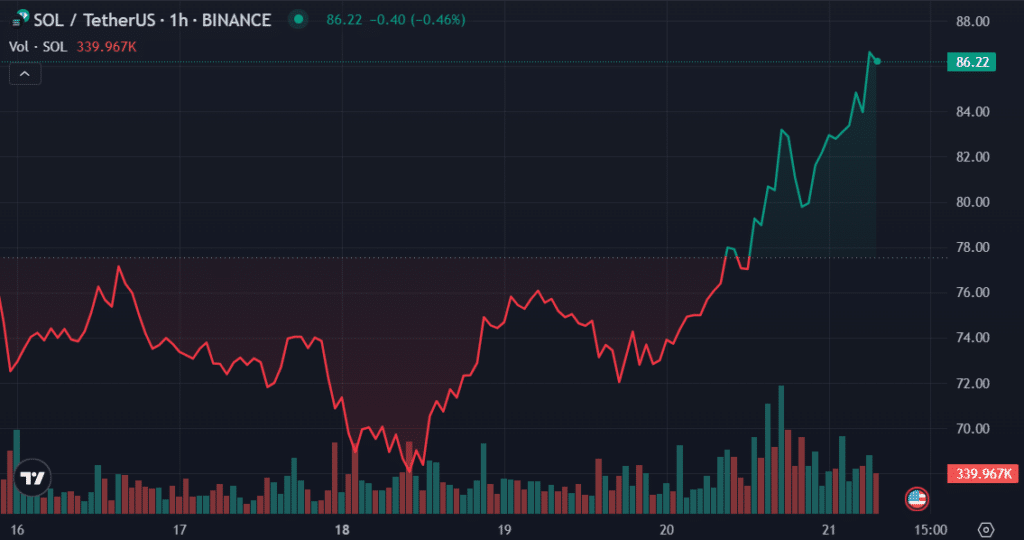 SOL data a 600% annual rally, turns into fifth biggest cryptocurrency
