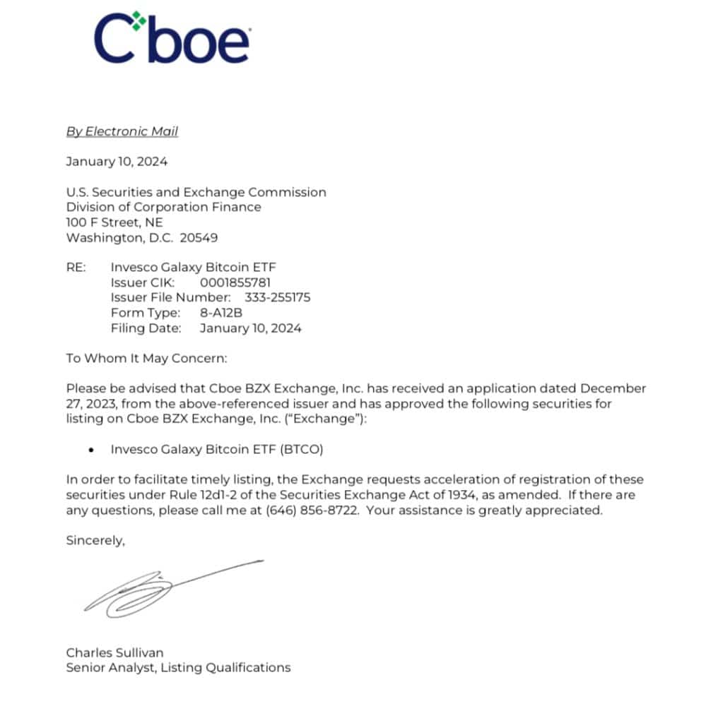 CBOE annuncia la quotazione di diversi ETF Bitcoin in attesa di approvazione da parte della SEC - 1