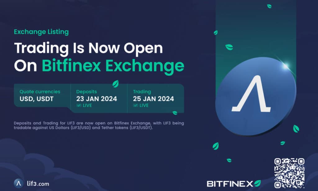 Lif3 lists on Bitfinex to accelerate defi adoption and innovation - 1