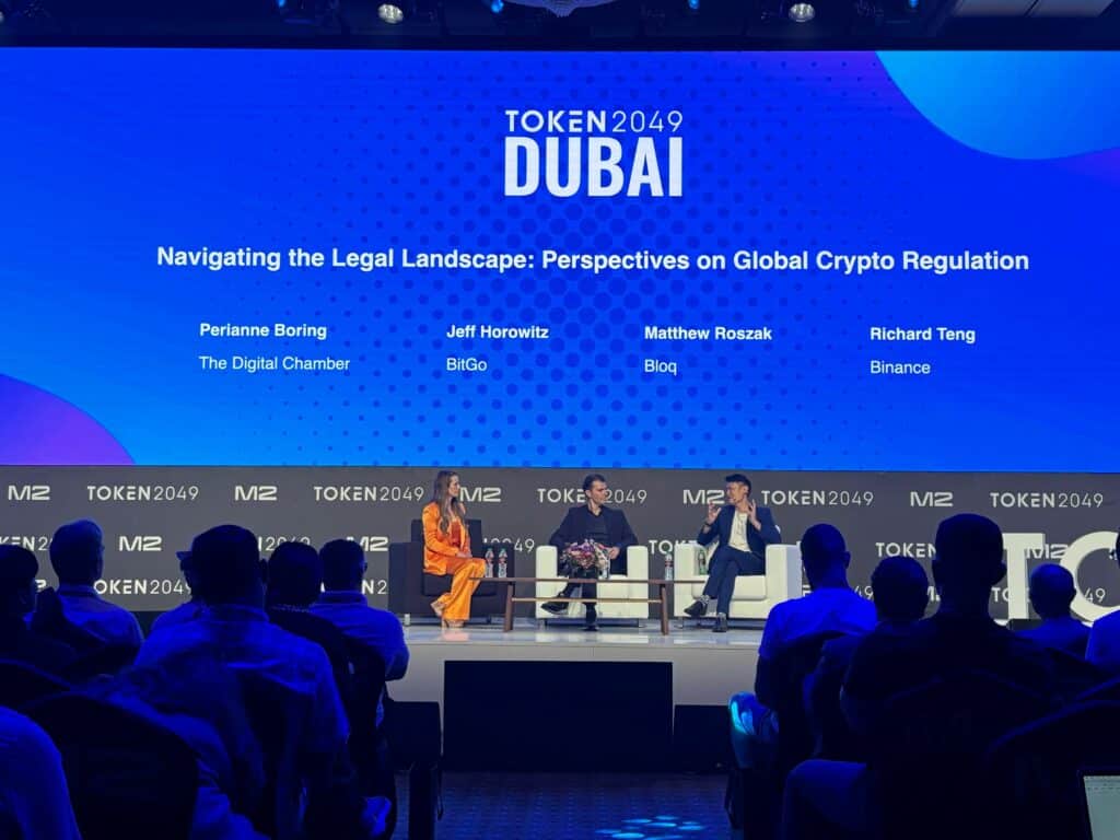 Binance CEO discusses stablecoin regulation and detained executive at Token2049 - 1