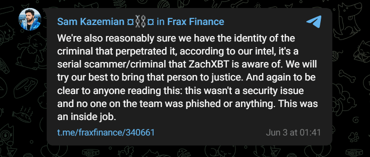 Frax Finance founder says 'serial scammer' hacked X account - 1