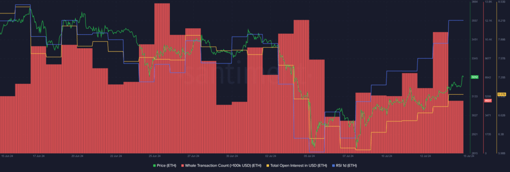 Ethereum whale transactions cut in half, price reaches $3.3k - 1