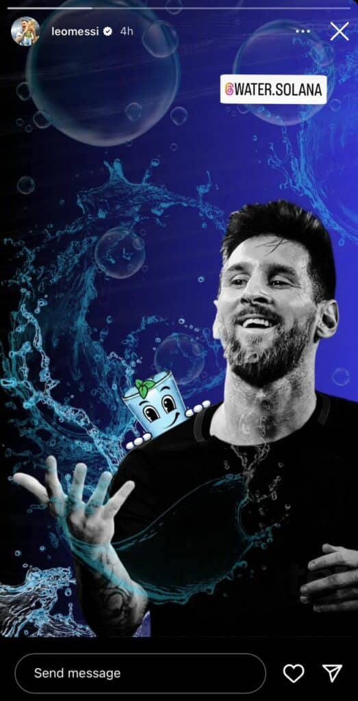 Lionel Messi promotes Solana memecoin WATER