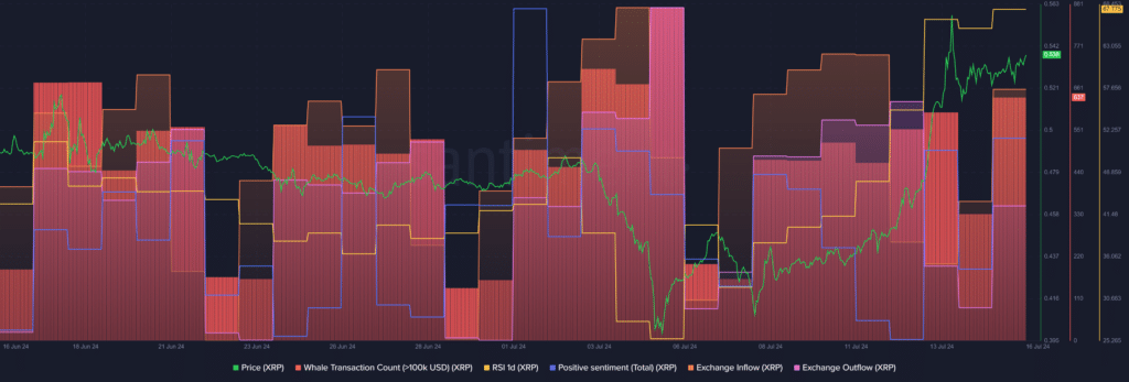 XRP bullish sentiment surges, whale activity doubles