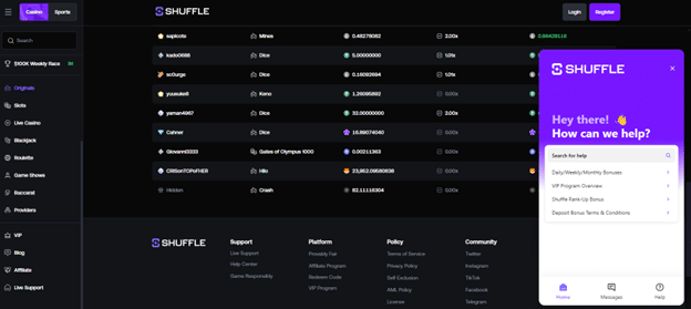 Shuffle Casino offers promo code "CSGOBETTINGS" for bonus up to $1,000 - 1