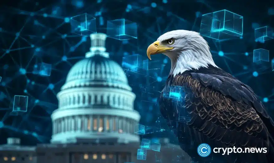 eagle over the capitol building, representing crypto markets amid government shutdown