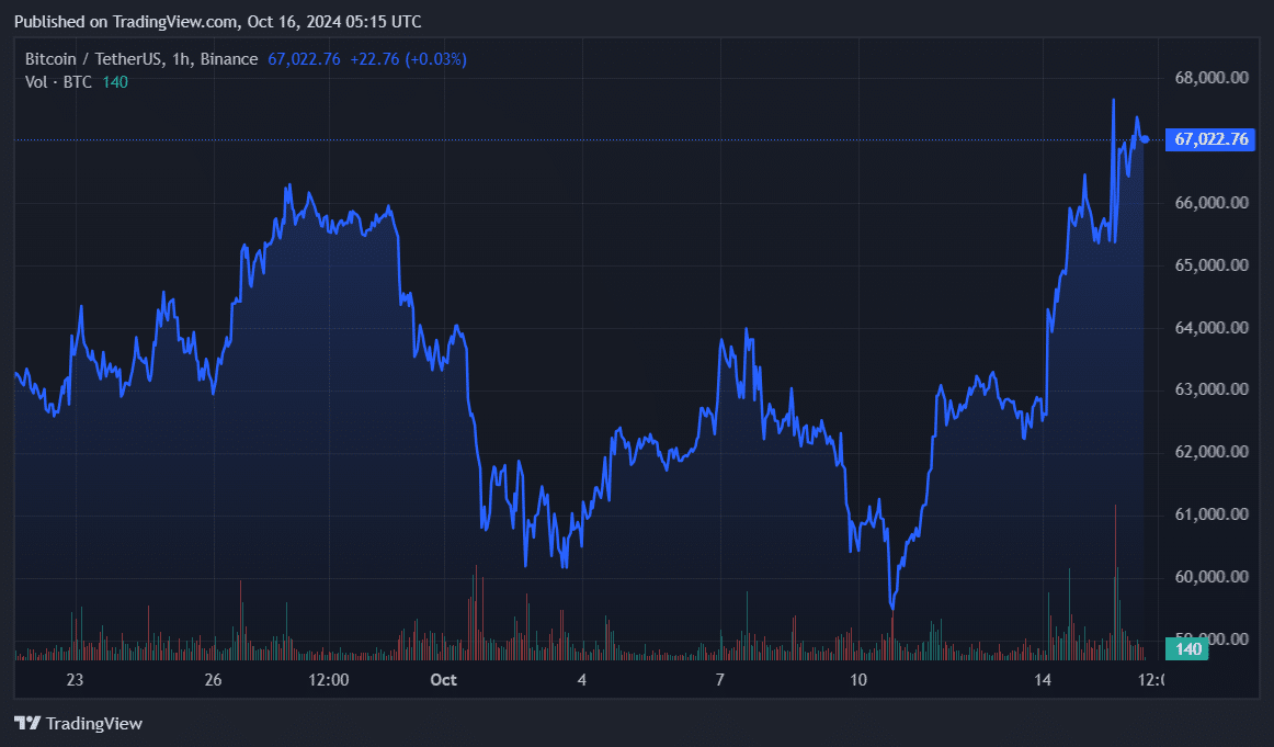 Bitcoin holding strong at $67k amid solid ETF inflows - 1