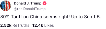 Trump's post on Truth Social, dated May 9