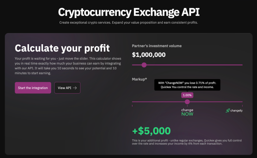 Quickex API information