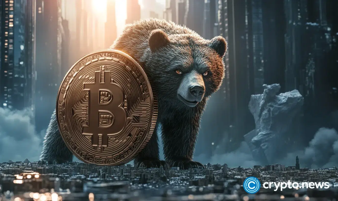 Bear behind Bitcoin, symbolizing red October