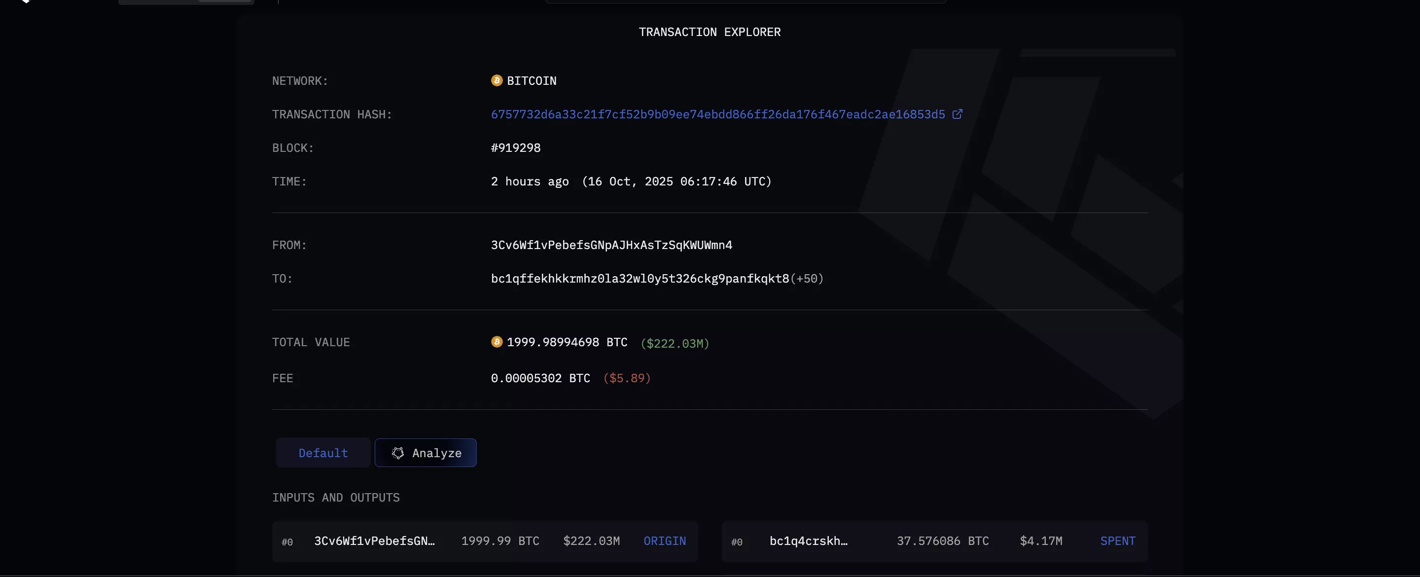 Screenshot from Arkham Intelligence showing the OG Bitcoin whale's portfolio shuffles.